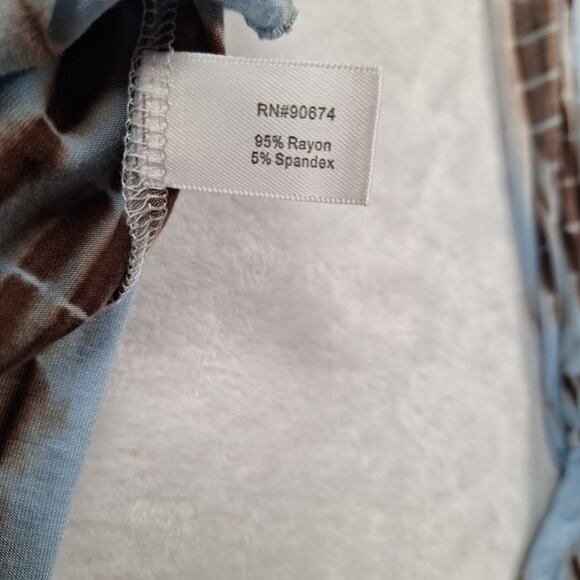 BOSTON PROPER DRESS Medium V-Neck White Brown & Blue Long Sleeve - Picture 5 of 6